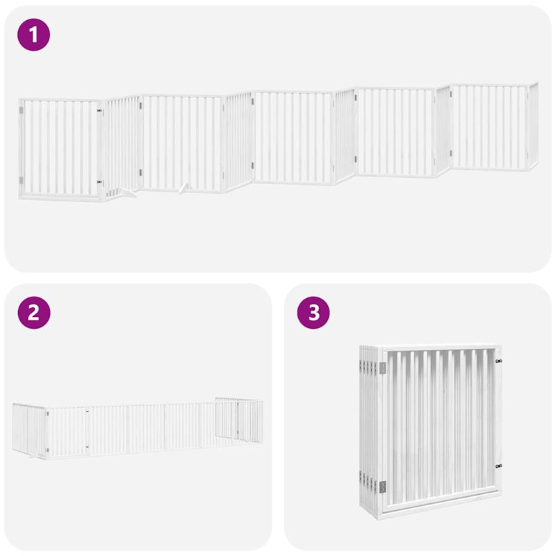 vidaXL Dog Gate with Door Foldable 10 Panels White 800 cm Poplar Wood