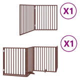 vidaXL Dog Gate with Door Foldable 6 Panels Brown 480 cm Poplar Wood