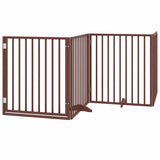 vidaXL Dog Gate with Door Foldable 6 Panels Brown 480 cm Poplar Wood