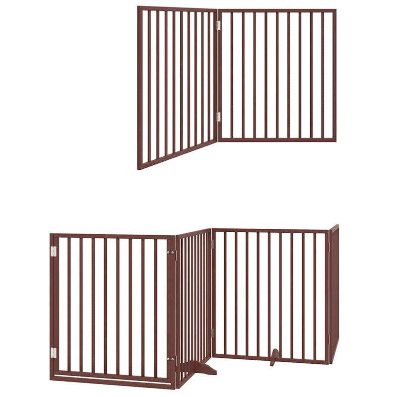 vidaXL Dog Gate with Door Foldable 6 Panels Brown 480 cm Poplar Wood