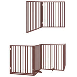 vidaXL Dog Gate with Door Foldable 6 Panels Brown 480 cm Poplar Wood