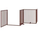 vidaXL Dog Gate with Door Foldable 6 Panels Brown 480 cm Poplar Wood