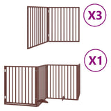 vidaXL Dog Gate with Door Foldable 10 Panels Brown 800 cm Poplar Wood