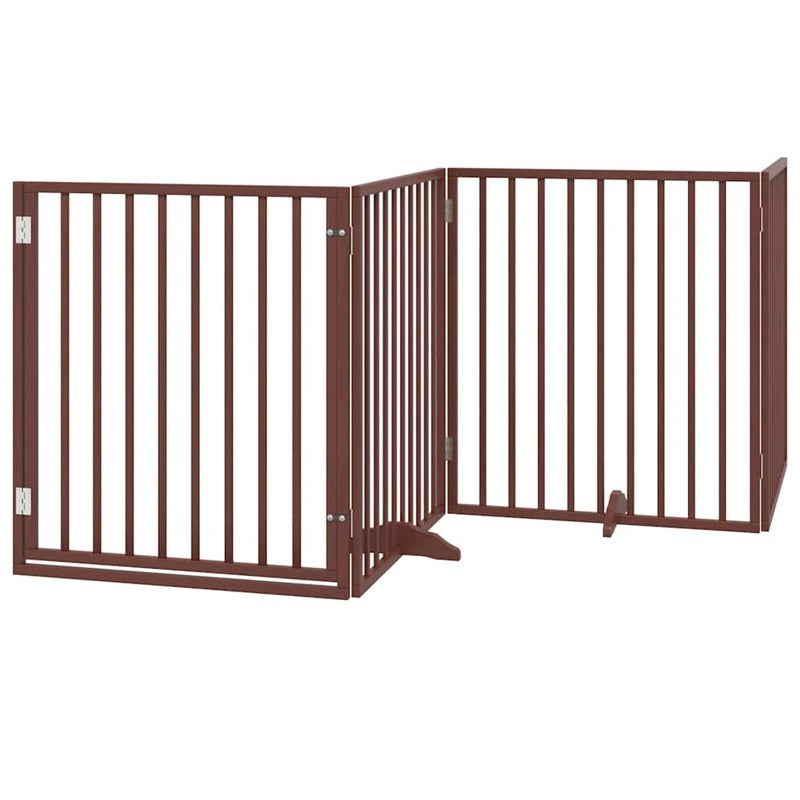 vidaXL Dog Gate with Door Foldable 10 Panels Brown 800 cm Poplar Wood