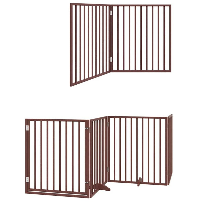 vidaXL Dog Gate with Door Foldable 10 Panels Brown 800 cm Poplar Wood