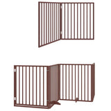 vidaXL Dog Gate with Door Foldable 10 Panels Brown 800 cm Poplar Wood