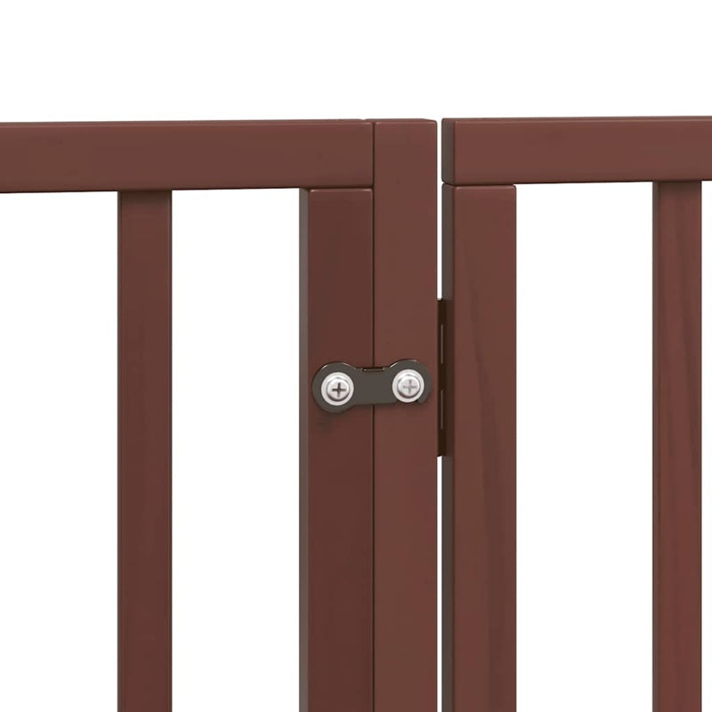 vidaXL Dog Gate with Door Foldable 10 Panels Brown 800 cm Poplar Wood