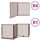 vidaXL Dog Gate with Door Foldable 12 Panels Brown 960 cm Poplar Wood