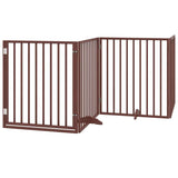 vidaXL Dog Gate with Door Foldable 12 Panels Brown 960 cm Poplar Wood