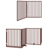 vidaXL Dog Gate with Door Foldable 12 Panels Brown 960 cm Poplar Wood