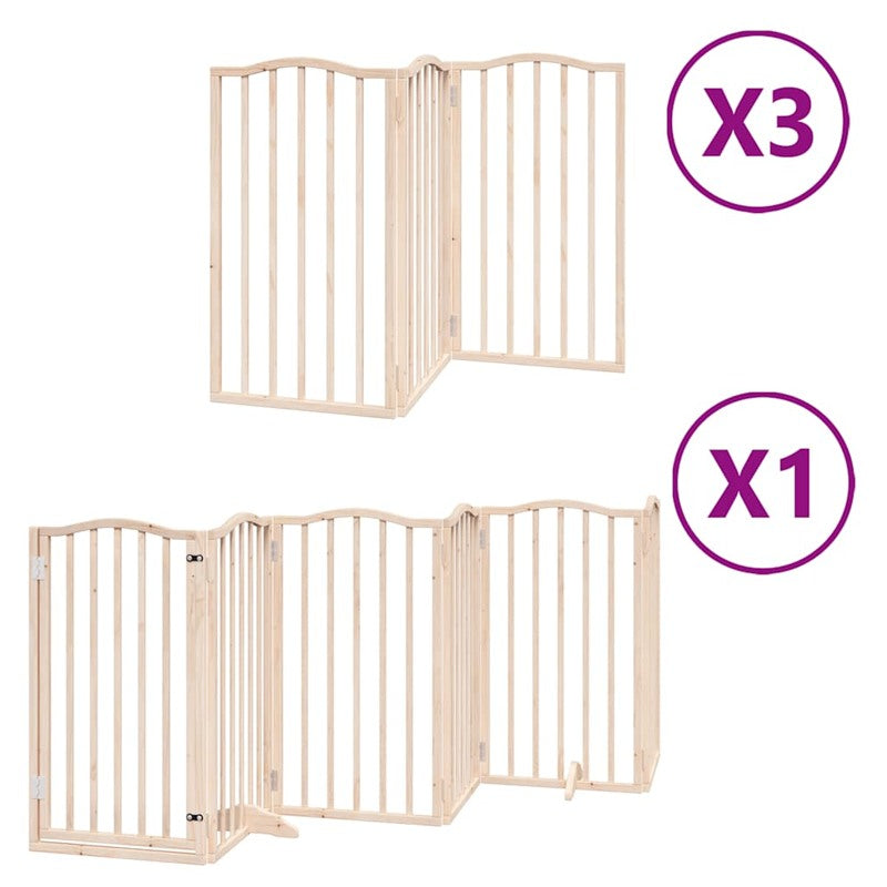 vidaXL Dog Gate with Door Foldable 15 Panels 750 cm Poplar Wood