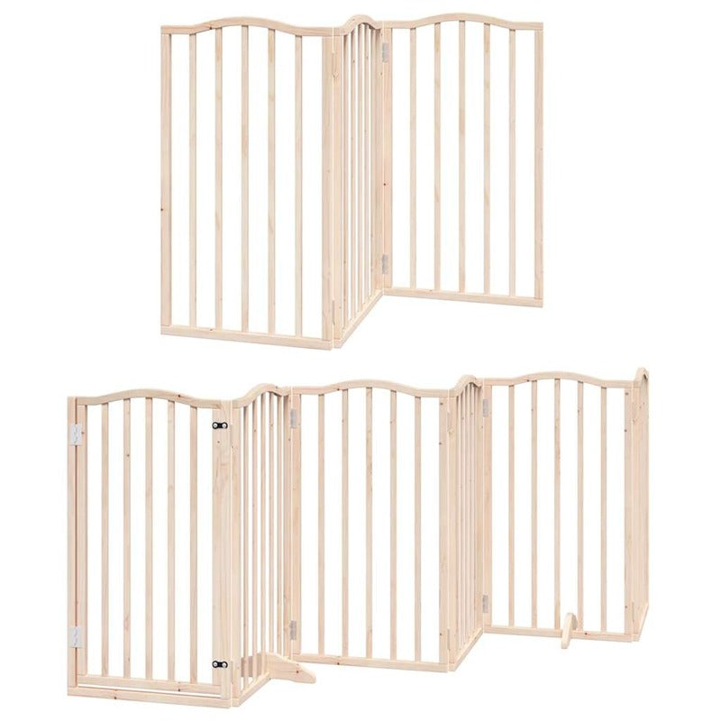 vidaXL Dog Gate with Door Foldable 15 Panels 750 cm Poplar Wood