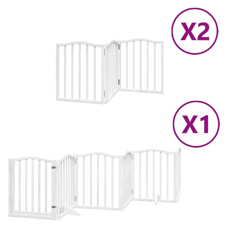 vidaXL Dog Gate with Door Foldable 12 Panels White 600 cm Poplar Wood