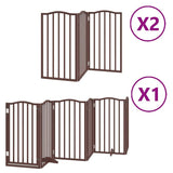 vidaXL Dog Gate with Door Foldable 12 Panels Brown 600 cm Poplar Wood