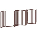 vidaXL Dog Gate with Door Foldable 12 Panels Brown 600 cm Poplar Wood