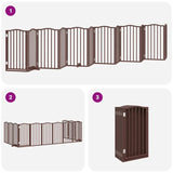 vidaXL Dog Gate with Door Foldable 12 Panels Brown 600 cm Poplar Wood