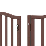 vidaXL Dog Gate with Door Foldable 12 Panels Brown 600 cm Poplar Wood