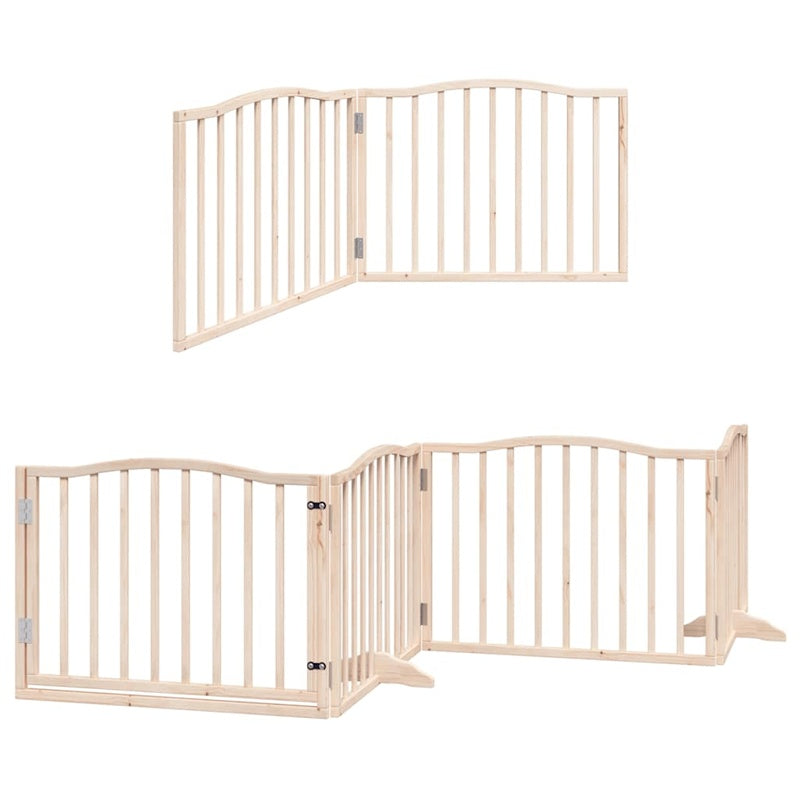 vidaXL Dog Gate with Door Foldable 6 Panels 480 cm Poplar Wood