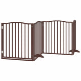 vidaXL Dog Gate with Door Foldable 12 Panels Brown 960 cm Poplar Wood