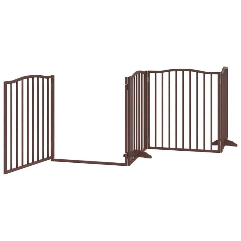 vidaXL Dog Gate with Door Foldable 12 Panels Brown 960 cm Poplar Wood