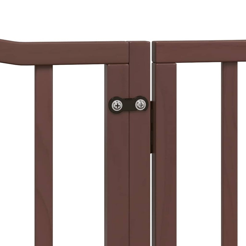 vidaXL Dog Gate with Door Foldable 12 Panels Brown 960 cm Poplar Wood