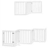 vidaXL Dog Gate with Door Foldable 15 Panels White 750 cm Poplar Wood