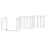 vidaXL Dog Gate with Door Foldable 15 Panels White 750 cm Poplar Wood