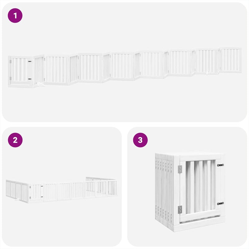 vidaXL Dog Gate with Door Foldable 15 Panels White 750 cm Poplar Wood