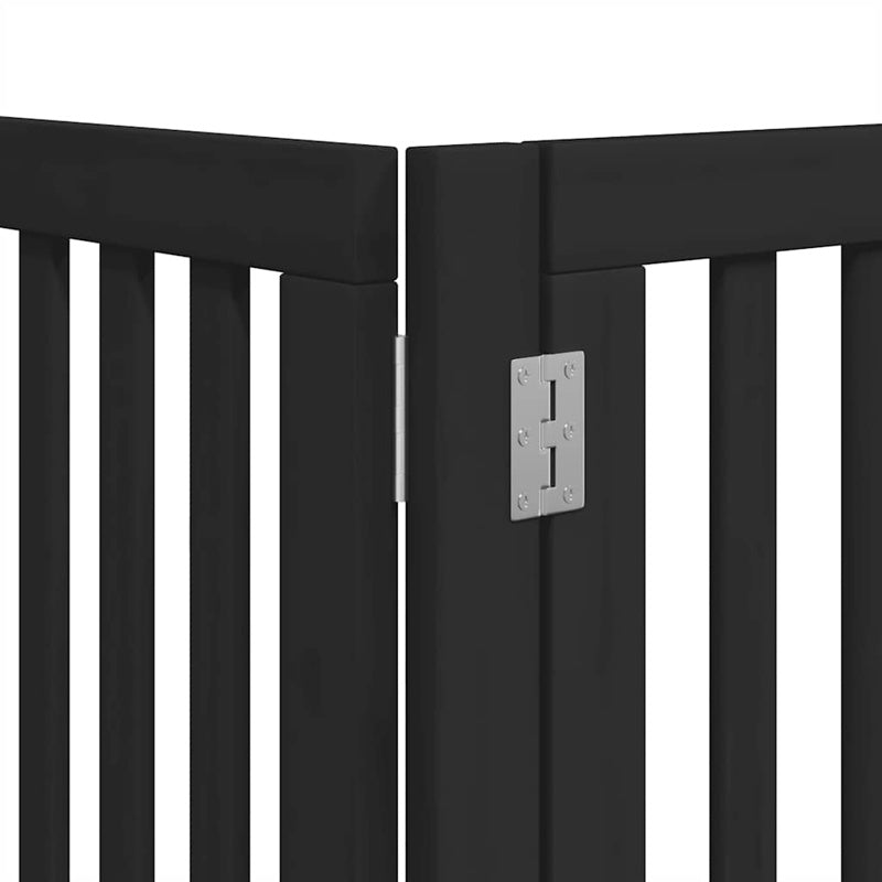 vidaXL Dog Gate with Door Foldable 12 Panels Black 600 cm Poplar Wood