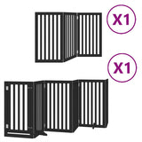 vidaXL Dog Gate with Door Foldable 9 Panels Black 450 cm Poplar Wood