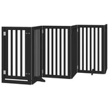 vidaXL Dog Gate with Door Foldable 9 Panels Black 450 cm Poplar Wood