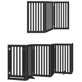 vidaXL Dog Gate with Door Foldable 9 Panels Black 450 cm Poplar Wood