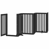 vidaXL Dog Gate with Door Foldable 9 Panels Black 450 cm Poplar Wood