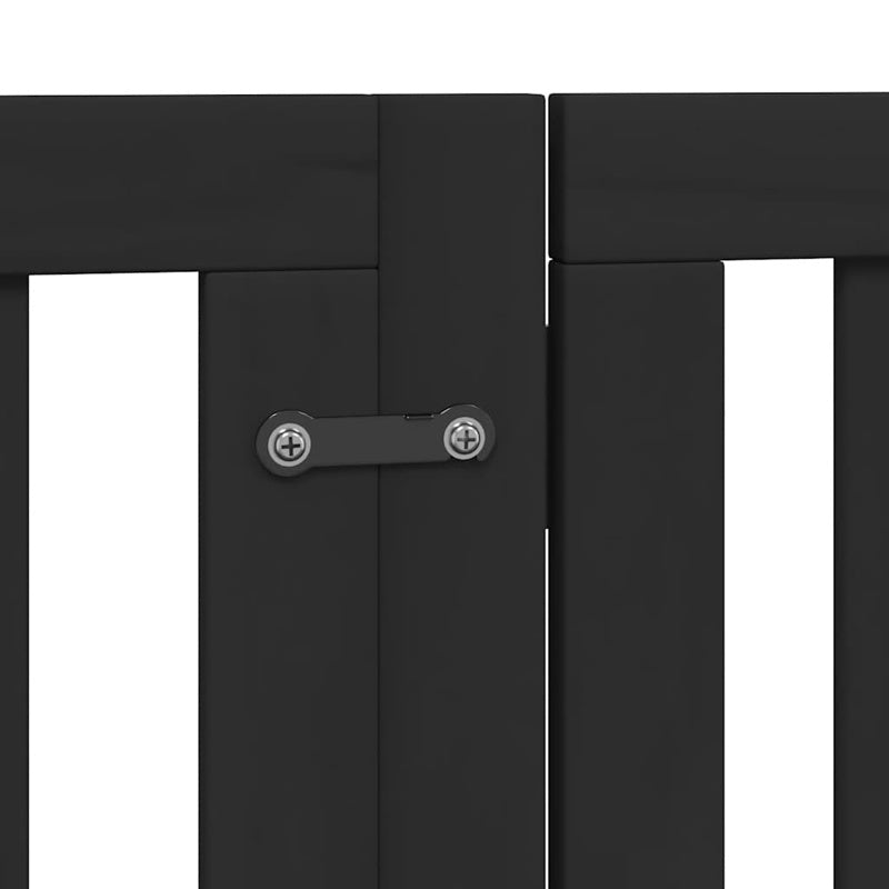 vidaXL Dog Gate with Door Foldable 9 Panels Black 450 cm Poplar Wood