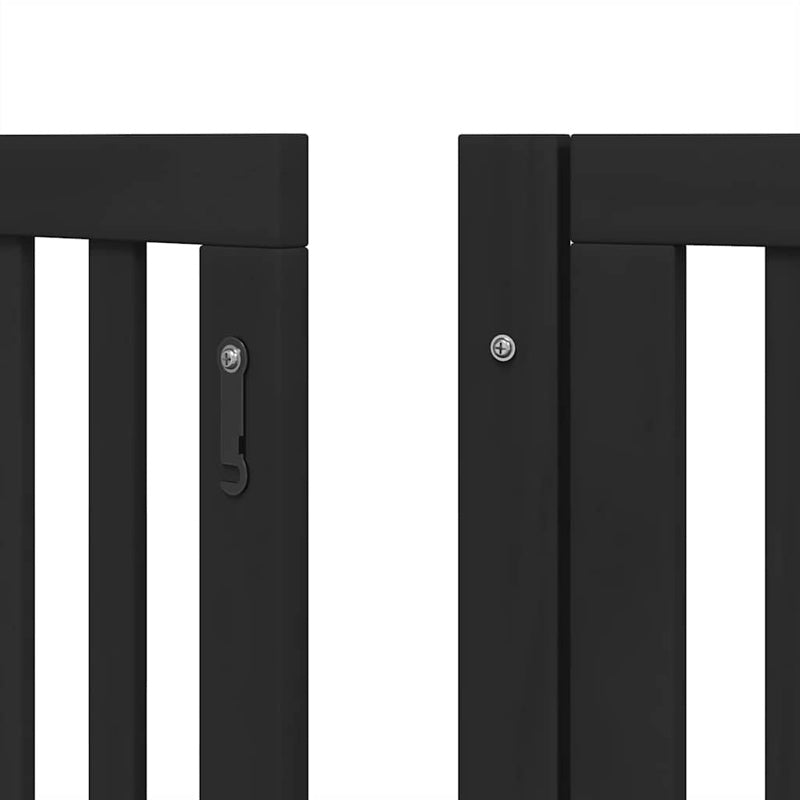 vidaXL Dog Gate with Door Foldable 9 Panels Black 450 cm Poplar Wood