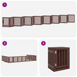 vidaXL Dog Gate with Door Foldable 15 Panels Brown 750 cm Poplar Wood