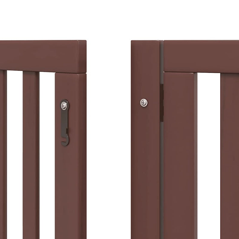 vidaXL Dog Gate with Door Foldable 15 Panels Brown 750 cm Poplar Wood