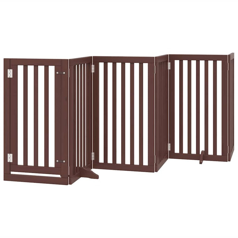 vidaXL Dog Gate with Door Foldable 15 Panels Brown 750 cm Poplar Wood