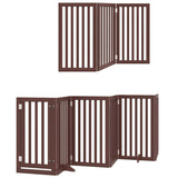 vidaXL Dog Gate with Door Foldable 15 Panels Brown 750 cm Poplar Wood