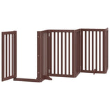 vidaXL Dog Gate with Door Foldable 15 Panels Brown 750 cm Poplar Wood