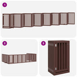 vidaXL Dog Gate with Door Foldable 15 Panels Brown 750 cm Poplar Wood