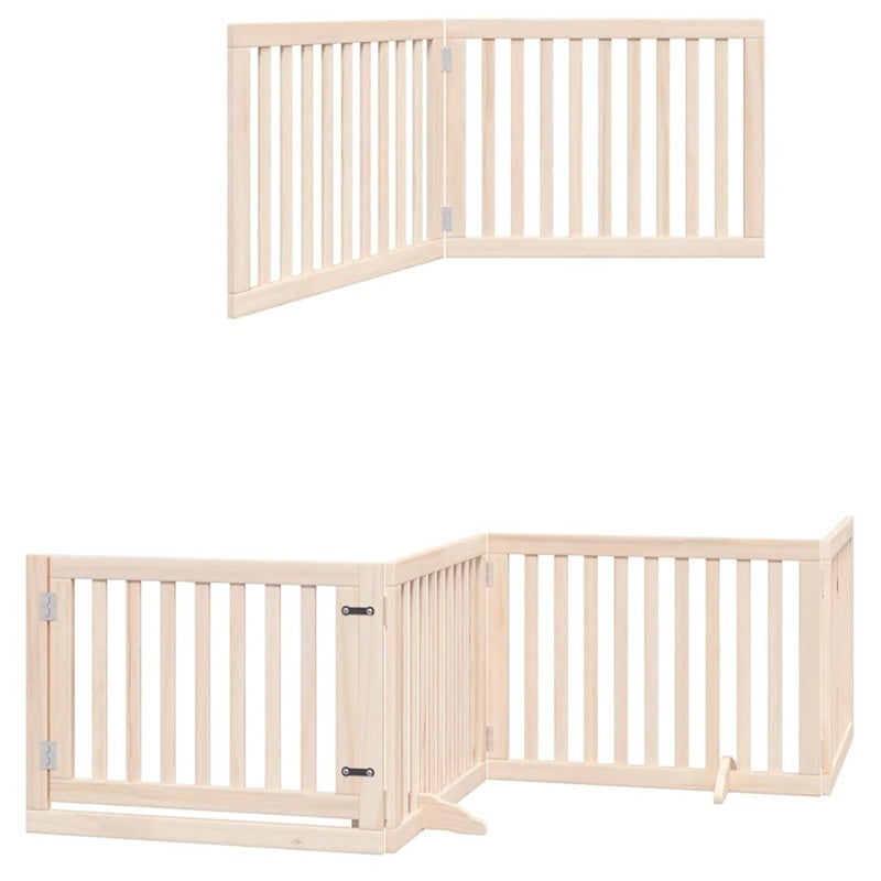 vidaXL Dog Gate with Door Foldable 12 Panels 960 cm Poplar Wood