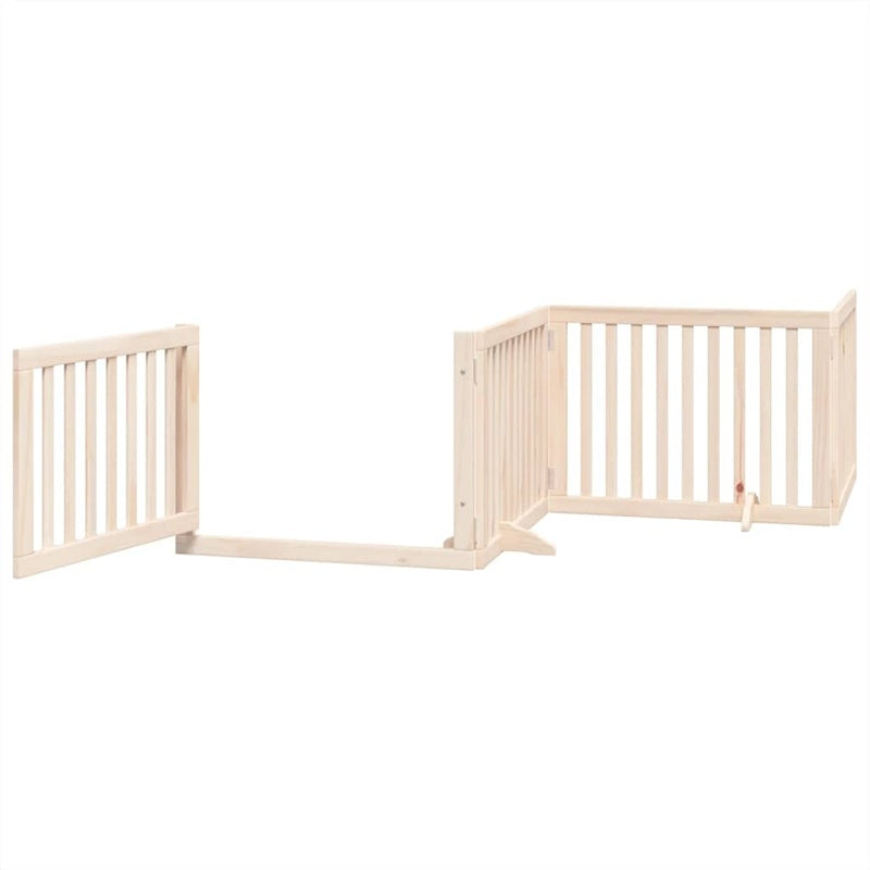 vidaXL Dog Gate with Door Foldable 12 Panels 960 cm Poplar Wood