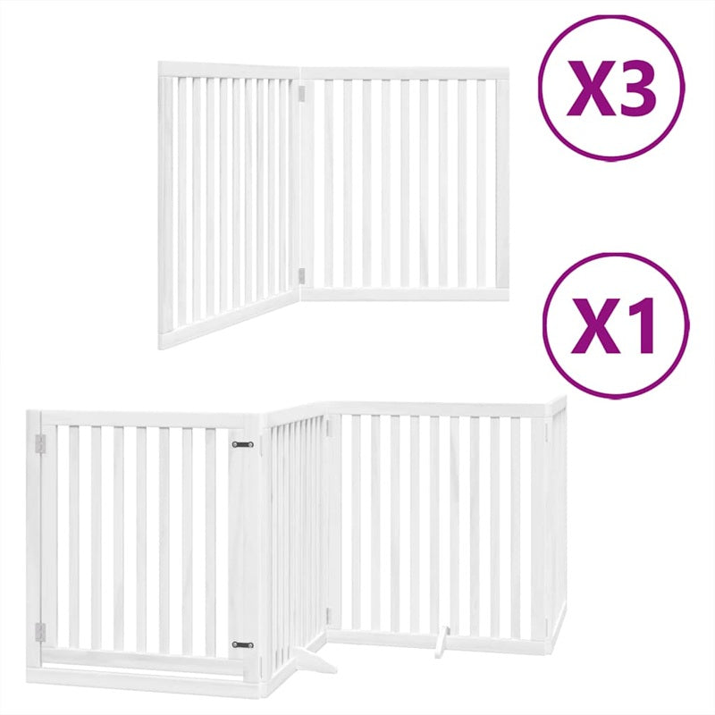 vidaXL Dog Gate with Door Foldable 10 Panels White 800 cm Poplar Wood