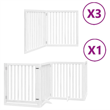 vidaXL Dog Gate with Door Foldable 10 Panels White 800 cm Poplar Wood