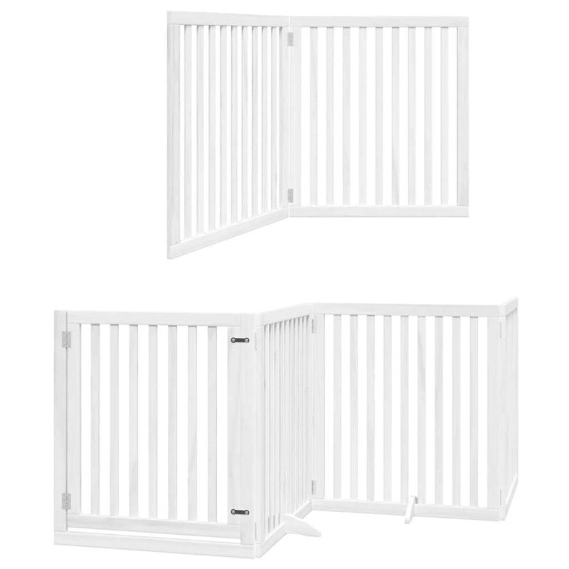 vidaXL Dog Gate with Door Foldable 10 Panels White 800 cm Poplar Wood