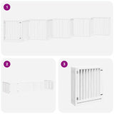 vidaXL Dog Gate with Door Foldable 10 Panels White 800 cm Poplar Wood