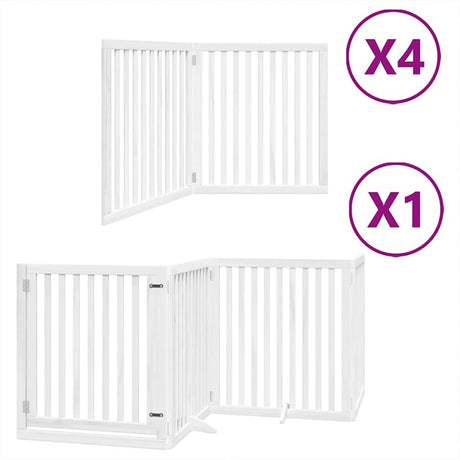 vidaXL Dog Gate with Door Foldable 12 Panels White 960 cm Poplar Wood