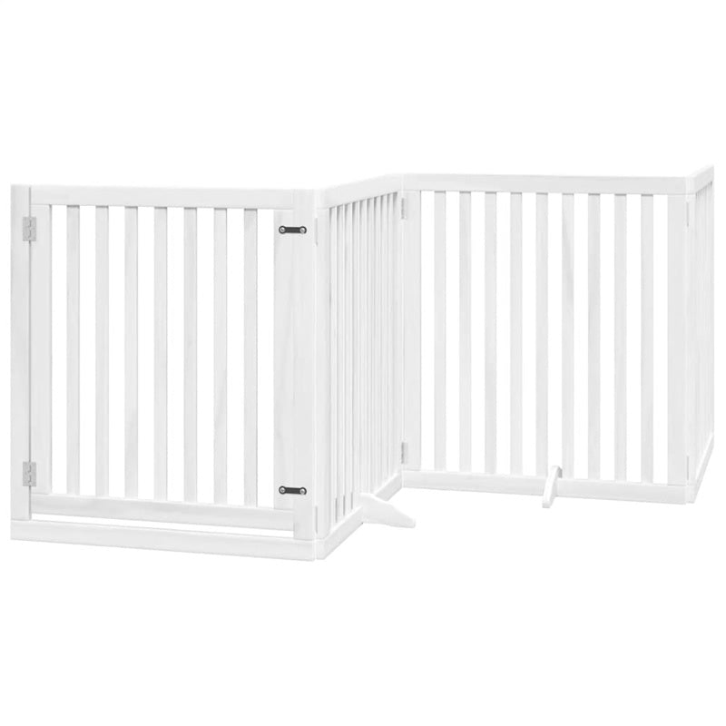 vidaXL Dog Gate with Door Foldable 12 Panels White 960 cm Poplar Wood