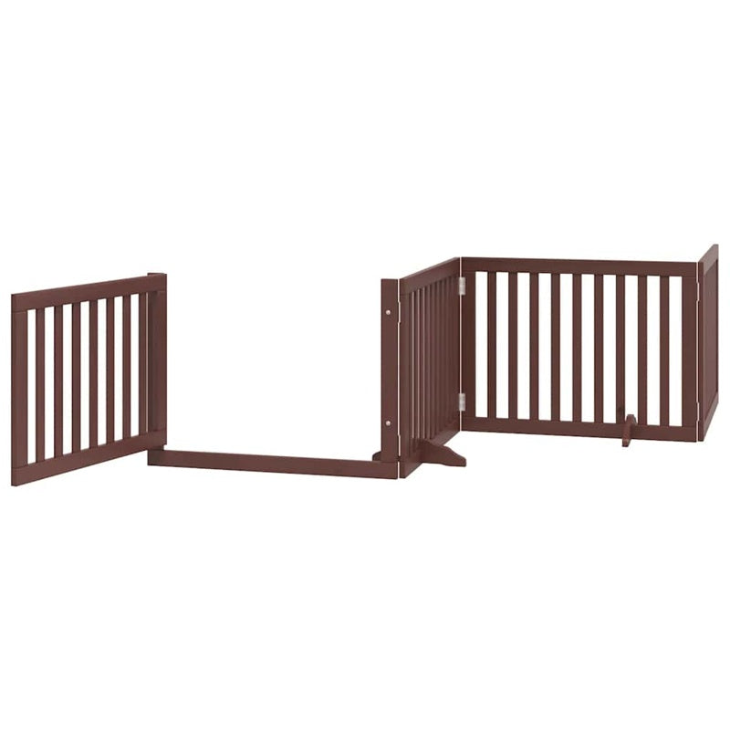 vidaXL Dog Gate with Door Foldable 10 Panels Brown 800 cm Poplar Wood